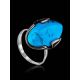 Серебряное кольцо с бирюзой в классическом стиле, Ring Size: 8.5 / 18.5, image , picture 2