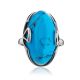 Серебряное кольцо с бирюзой в классическом стиле, Ring Size: 8.5 / 18.5, image , picture 4