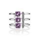 Silver Amethyst Open Ring With Crystals, Ring Size: 8 / 18, image , picture 3