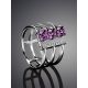 Silver Amethyst Open Ring With Crystals, Ring Size: 8 / 18, image , picture 2