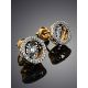 Golden Stud Earrings With Dancing Diamonds, image , picture 2
