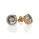 Golden Stud Earrings With Dancing Diamonds, image 