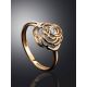 Gold Plated Floral Ring With Diamond Centerpiece, Ring Size: 7 / 17.5, image , picture 2