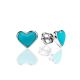 Heart Shaped Silver Studs With Enamel, image 