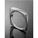 Geometric Silver Ring With Crystal Rows, Ring Size: 7 / 17.5, image , picture 2