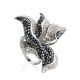 Silver Floral Ring With Dark Crystals The Jungle, Ring Size: 6.5 / 17, image 