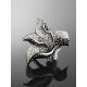 Silver Floral Ring With Dark Crystals The Jungle, Ring Size: 6.5 / 17, image , picture 2