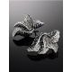 Silver Floral Earrings With Dark Crystals The Jungle, image , picture 2