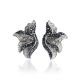 Silver Floral Earrings With Dark Crystals The Jungle, image 