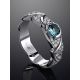 Silver Ring With Synthetic Topaz Centerstone And Crystals, Ring Size: 8 / 18, image , picture 2