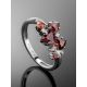 Silver Ring With Red and White Crystals, Ring Size: 6.5 / 17, image , picture 2