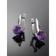 Sterling Silver Earrings With Amethyst Centerstones, image , picture 2