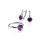 Sterling Silver Earrings With Amethyst Centerstones, image , picture 3