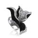 Bold Floral Silver Ring With Crystals The Jungle, Ring Size: 6 / 16.5, image 
