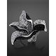 Bold Floral Silver Ring With Crystals The Jungle, Ring Size: 6.5 / 17, image , picture 2