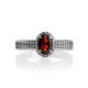 Silver Garnet Ring With White Crystals, Ring Size: 9 / 19, image , picture 3