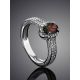 Silver Garnet Ring With White Crystals, Ring Size: 6.5 / 17, image , picture 2