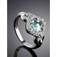 Silver Statement Ring With Synthetic Topaz And Crystals, Ring Size: 7 / 17.5, image , picture 2