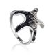 Silver Starfish Ring With Black And White Crystals The Jungle, Ring Size: 9 / 19, image 