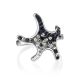 Silver Starfish Ring With Black And White Crystals The Jungle, Ring Size: 9 / 19, image , picture 4