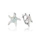 Silver Starfish Earrings With Chameleon Crystals The Jungle, image 