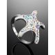 Silver Starfish Ring With Chameleon Crystals The Jungle, Ring Size: 7 / 17.5, image , picture 2
