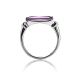 Geometric Silver Ring With Synthetic Amethyst And Crystals, Ring Size: 9 / 19, image , picture 4