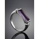 Geometric Silver Ring With Synthetic Amethyst And Crystals, Ring Size: 9 / 19, image , picture 2