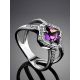 Silver Statement Ring With Square Amethyst And Crystals, Ring Size: 7 / 17.5, image , picture 2