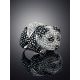 Silver Panda Ring With Black And White Crystals The Jungle, Ring Size: 8 / 18, image , picture 2