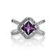 Silver Statement Ring With Square Amethyst And Crystals, Ring Size: 6.5 / 17, image , picture 3
