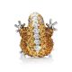 Silver Frog Ring With Champagne Crystals The Jungle, Ring Size: 6 / 16.5, image , picture 3