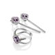 Silver Statement Ring With Square Amethyst And Crystals, Ring Size: 6.5 / 17, image , picture 4