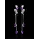 Silver Floral Dangles With Amethyst, image , picture 2