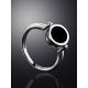 Silver Ring With Black Enamel And Crystals, Ring Size: 6.5 / 17, image , picture 2