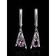 Stylish Silver Dangles With Amethyst, image , picture 2