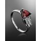 Silver Ring With Crystal Butterfly And Deep Red Garnet Centerstone, Ring Size: 6 / 16.5, image , picture 2