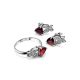 Silver Ring With Crystal Butterfly And Deep Red Garnet Centerstone, Ring Size: 8.5 / 18.5, image , picture 4