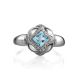 Floral Ring With Synthetic Topaz Centerstone And White Crystals, Ring Size: 6.5 / 17, image , picture 3