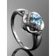 Floral Ring With Synthetic Topaz Centerstone And White Crystals, Ring Size: 7 / 17.5, image , picture 2