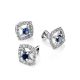 Square Golden Studs With Sapphire Centerstone And Diamonds The Mermaid, image , picture 3