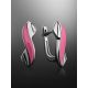 Sterling Silver Earrings With Pink Enamel, image , picture 2