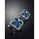 Geometric Silver Earrings With Multicolor Crystals, image , picture 2