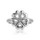 Silver Floral Ring With White Crystals, Ring Size: 8.5 / 18.5, image , picture 3