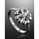 Silver Floral Ring With White Crystals, Ring Size: 6 / 16.5, image , picture 2