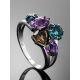 Silver Ring With Multicolor Crystals, Ring Size: 8 / 18, image , picture 2