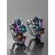Sterling Silver Earrings With Multicolor Crystals, image , picture 2