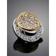 Round Two Tone Gold Pendant With White Diamonds, image , picture 2