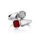 Silver Ring With Red Enamel And White Crystals, Ring Size: 8.5 / 18.5, image , picture 3