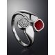 Silver Ring With Red Enamel And White Crystals, Ring Size: 6.5 / 17, image , picture 2